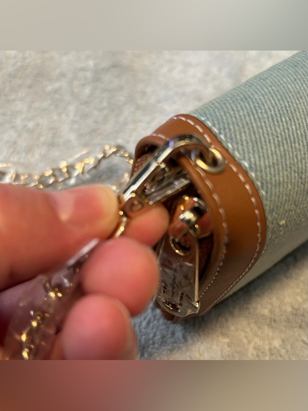 TRUE RELIGION DENIM CROSSBODY/WRISTLET/WALLET, LEATHER TRIM, NEW W/ TAGS! - Picture 11 of 14